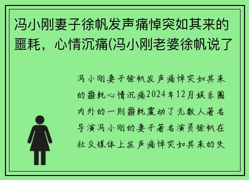 冯小刚妻子徐帆发声痛悼突如其来的噩耗，心情沉痛(冯小刚老婆徐帆说了什么话)