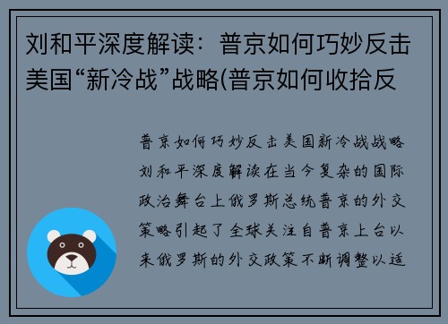 刘和平深度解读：普京如何巧妙反击美国“新冷战”战略(普京如何收拾反对派)